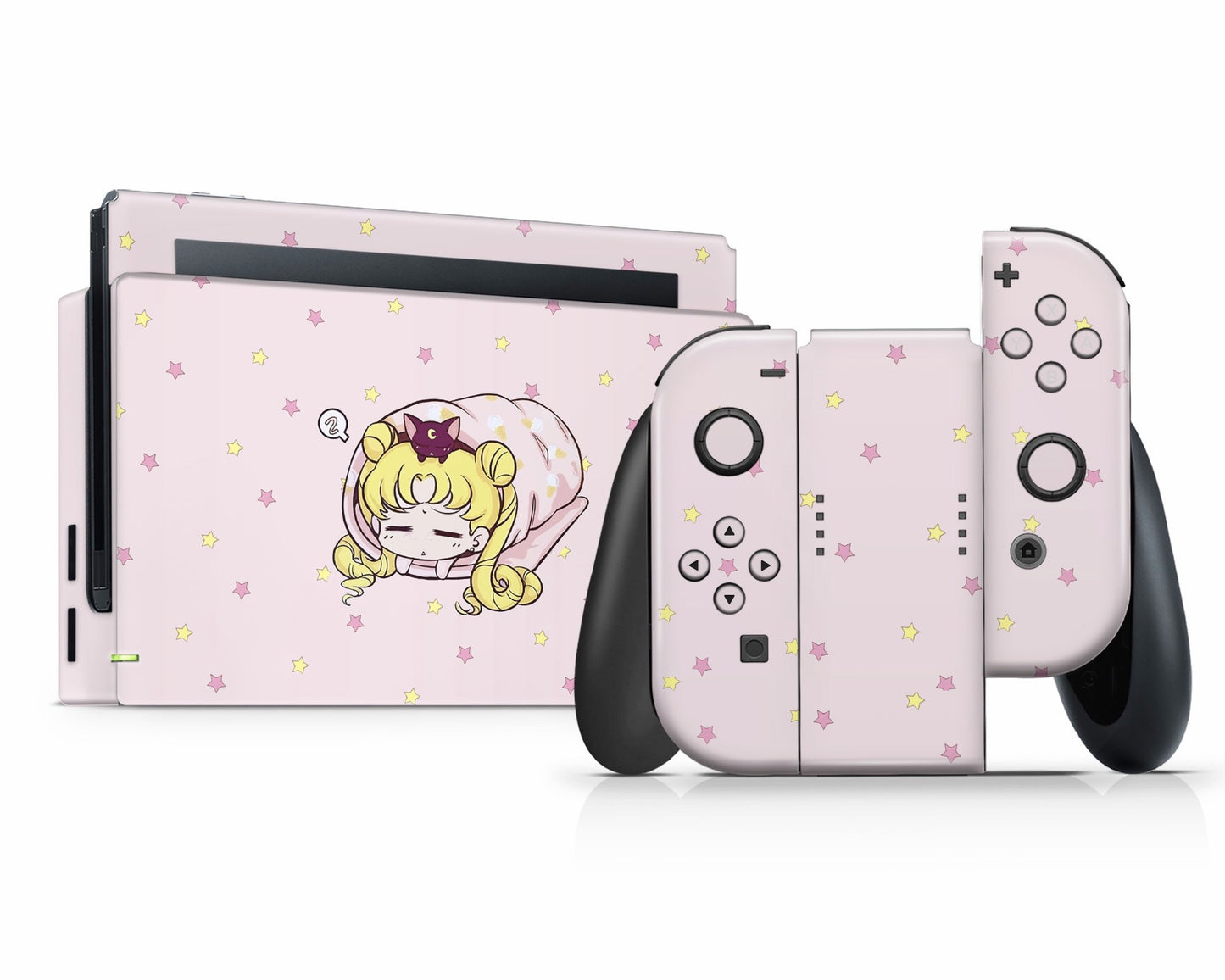Lux Skins Nintendo Switch Sleeping Sailor Moon Pastel Pink Full Set Skins - Pop culture Sailor Moon Skin