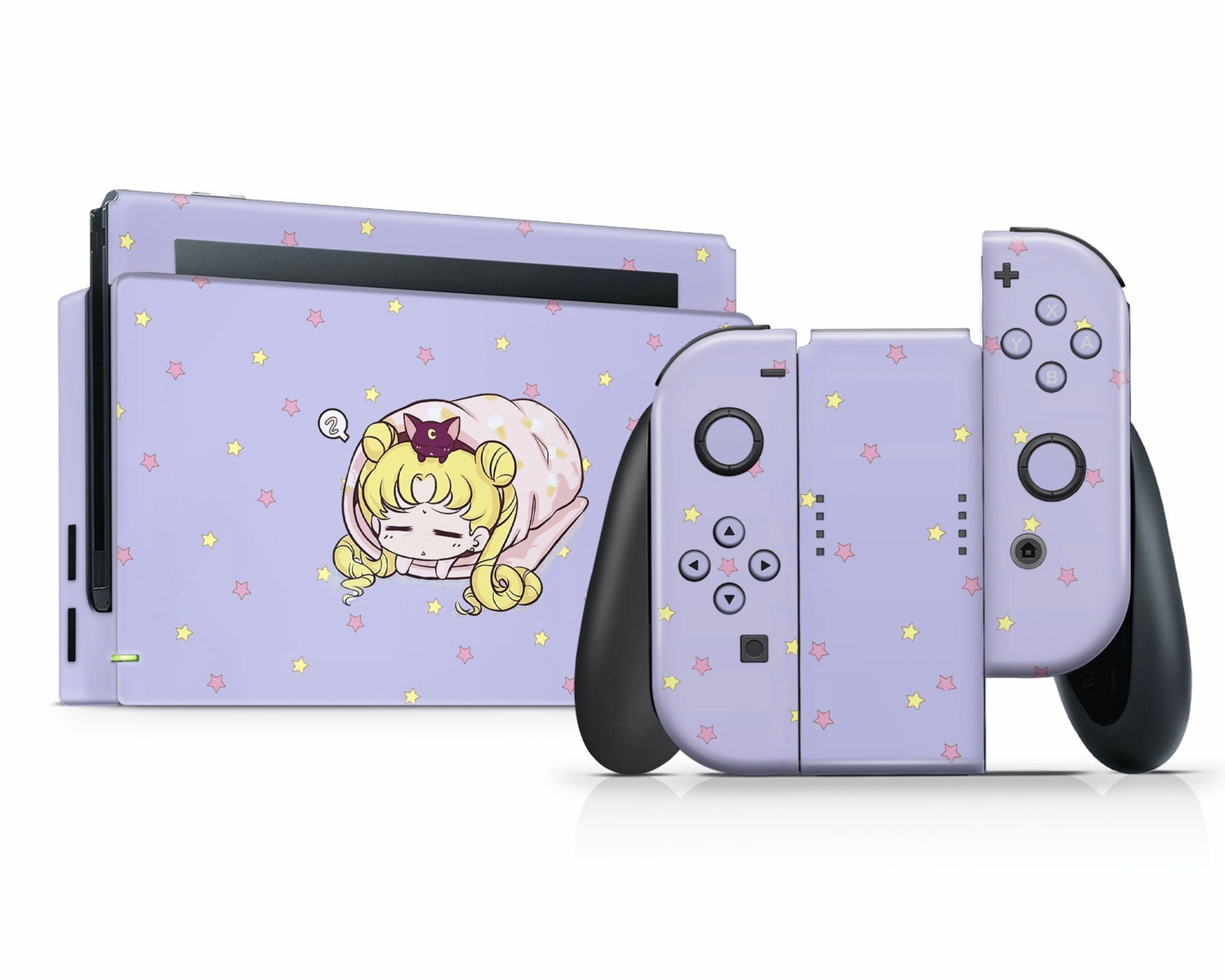 Lux Skins Nintendo Switch Sleeping Sailor Moon Pastel Lavender Full Set Skins - Pop culture Sailor Moon Skin