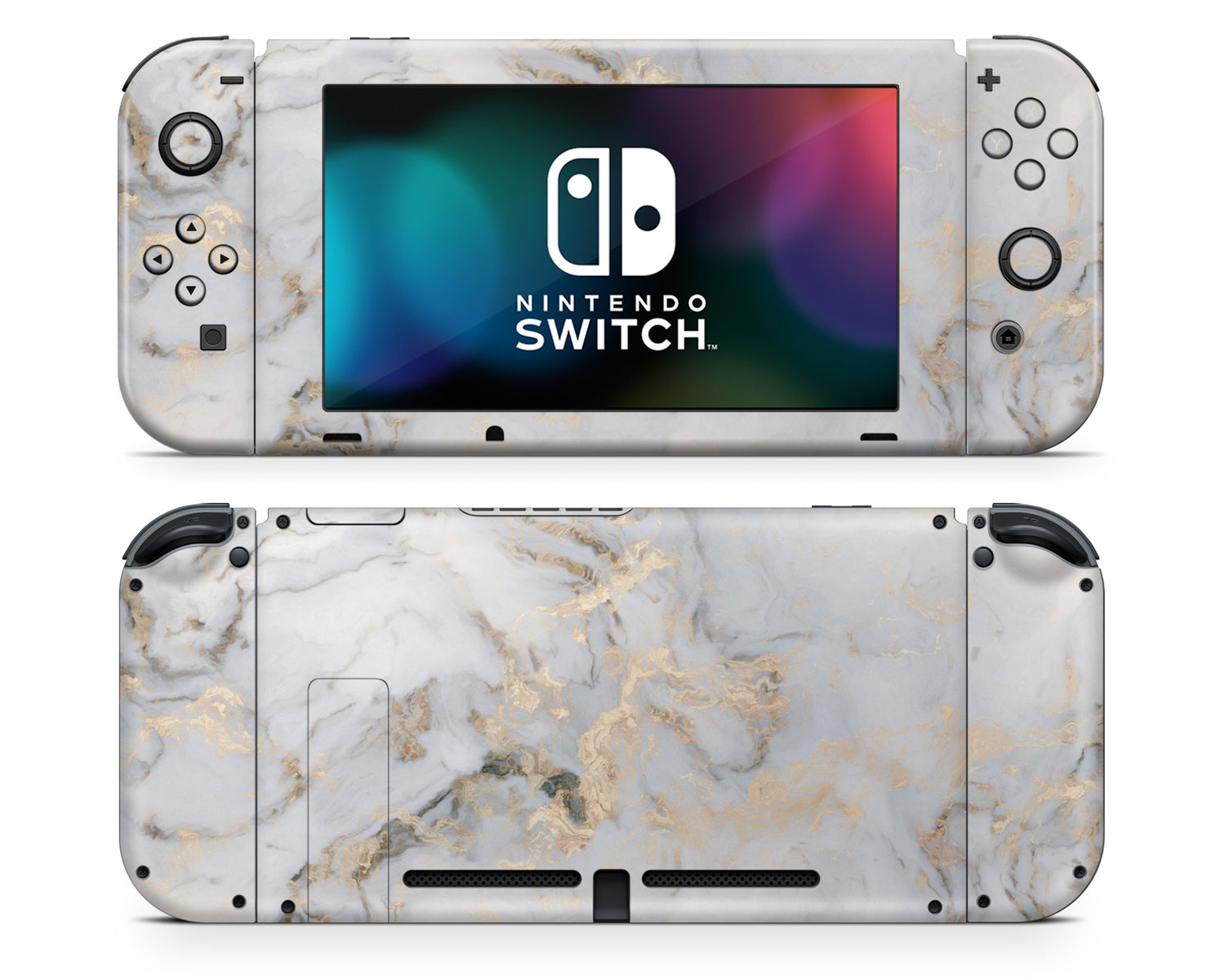 Lux Skins Nintendo Switch Ethereal White Gold Marble Classic no logo Skins - Pattern Marble Skin