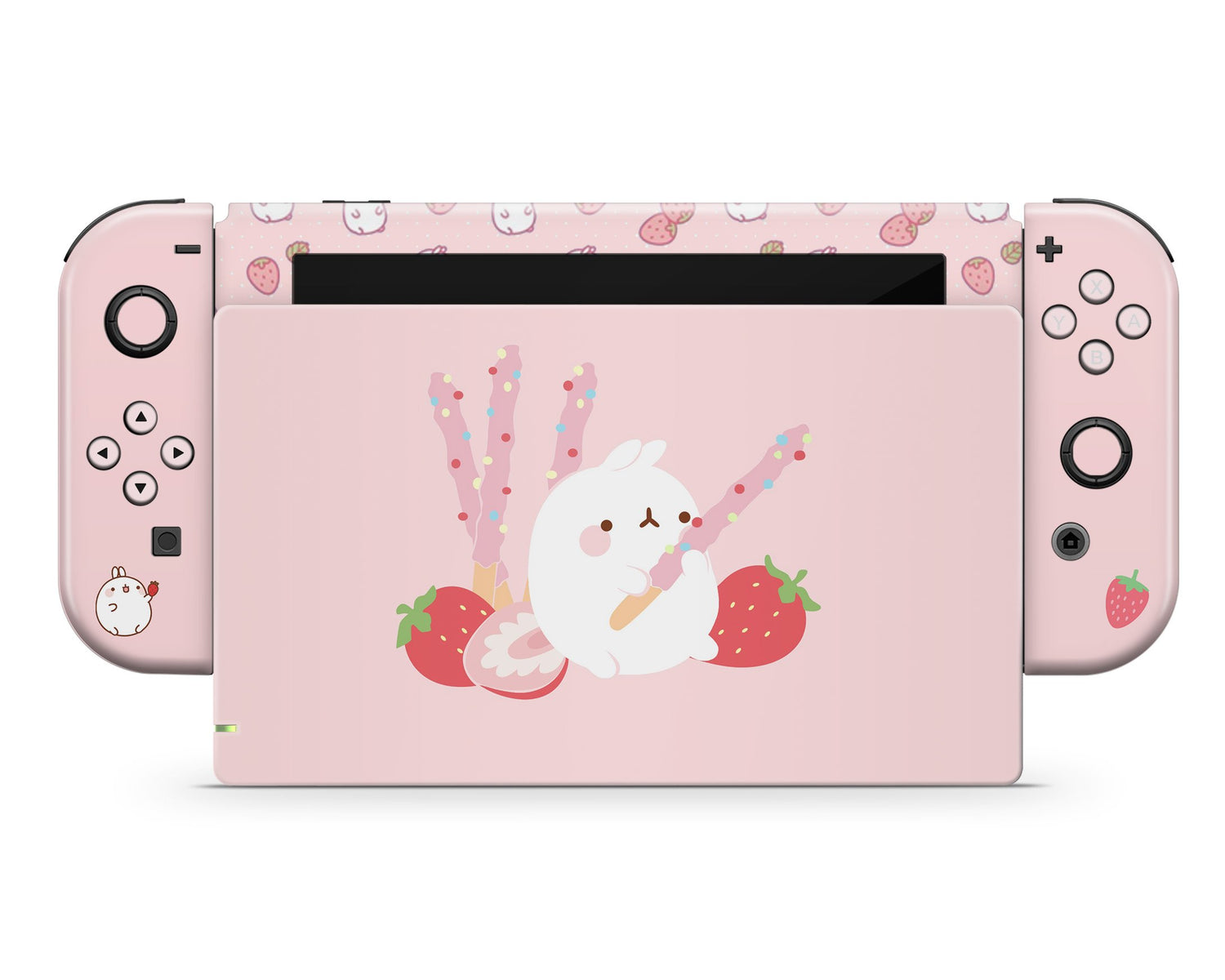 Lux Skins Nintendo Switch Pink Pastel Molang Bunny Rabbit Full Set Skins - Pop culture Molang Skin