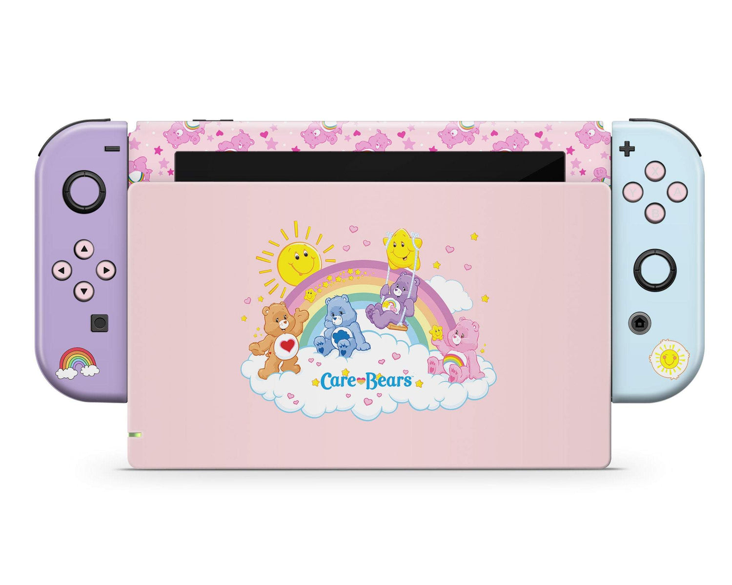 Lux Skins Nintendo Switch Care Bears Rainbow Pink Full Set Skins - Pop culture Care Bears Skin