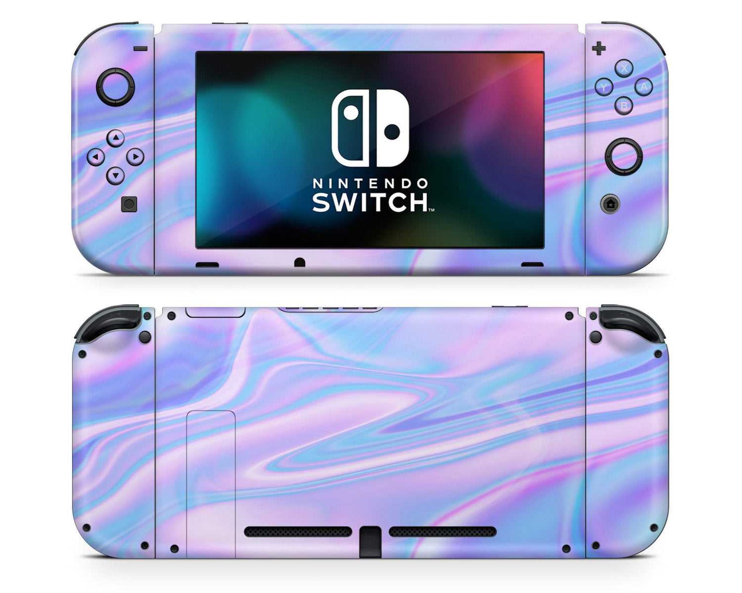 Lux Skins Nintendo Switch Purple Holographic Opal Iridescent Full Set Skins - Solid Colours Gradient Skin