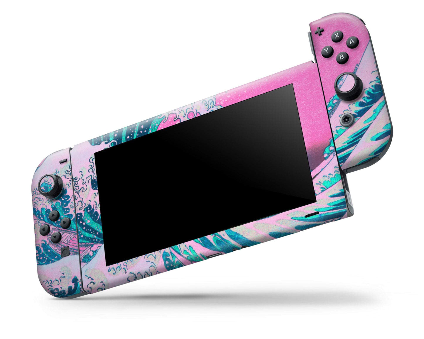 Lux Skins Nintendo Switch Great Wave off Kanagawa Pink Retrowave Classic no logo Skins - Art Artwork Skin