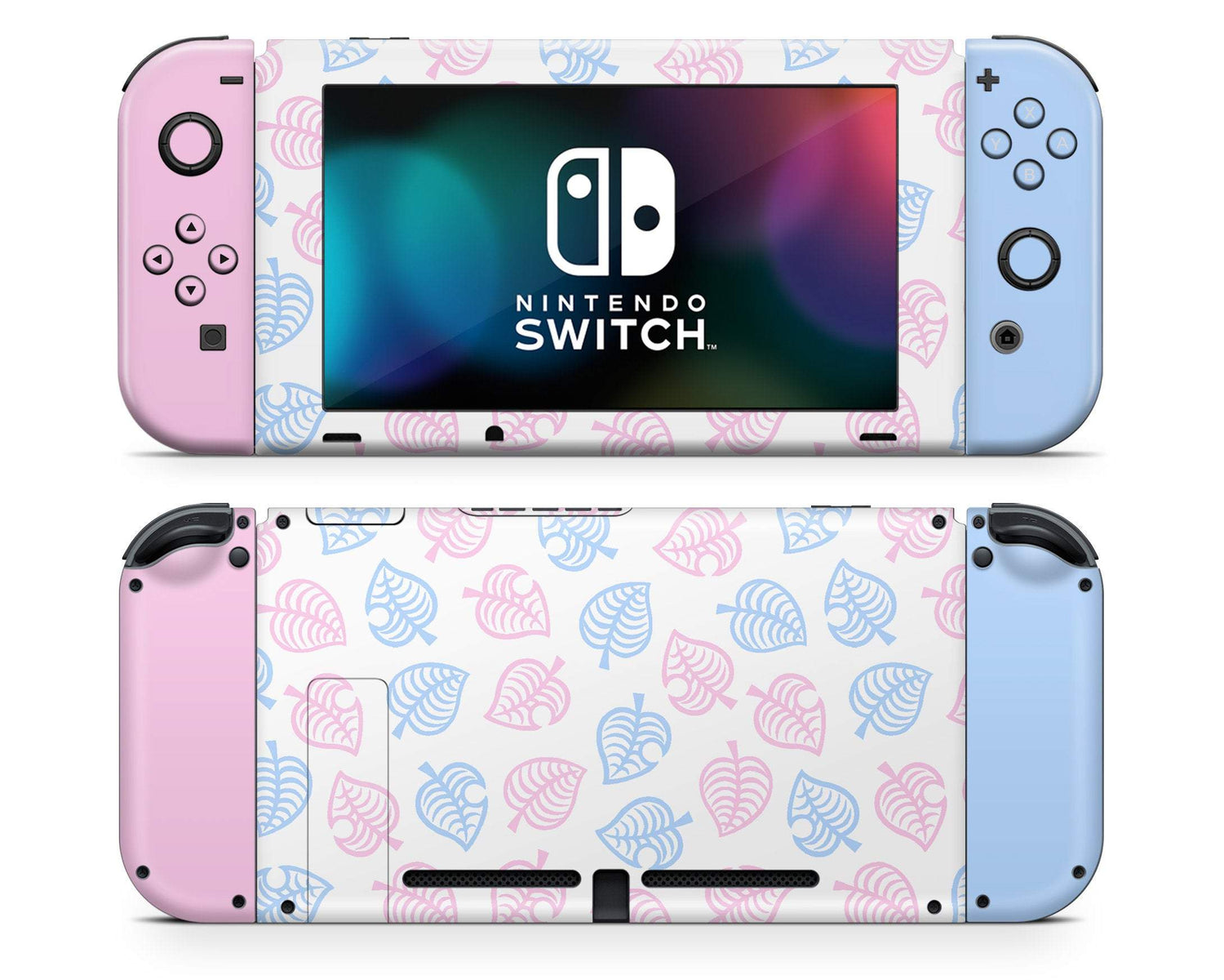 Animal Crossing Pastel Pink Blue Leaf Nintendo Switch Skin – Lux 