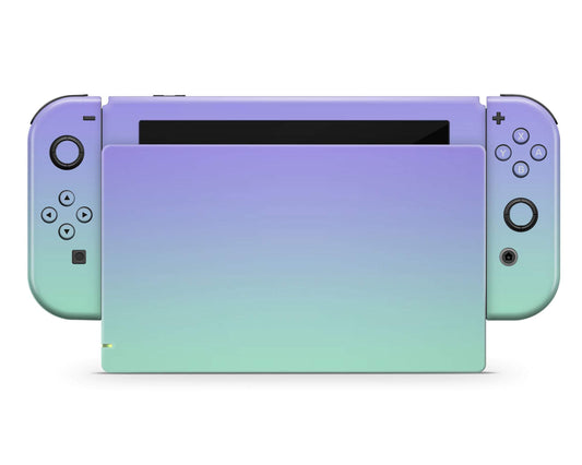 Lux Skins Nintendo Switch Pastel Lavender Teal Gradient Full Set Skins - Solid Colours Gradient Skin