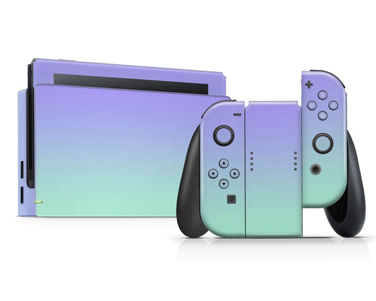 Lux Skins Nintendo Switch Pastel Lavender Teal Gradient Full Set Skins - Solid Colours Gradient Skin