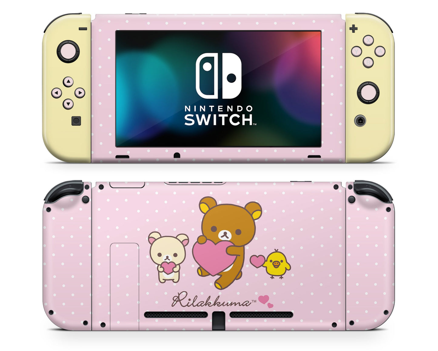 Lux Skins Nintendo Switch Rilakkuma Cute Pastel Pink Full Set Skins - Pop culture Rilakkuma Skin