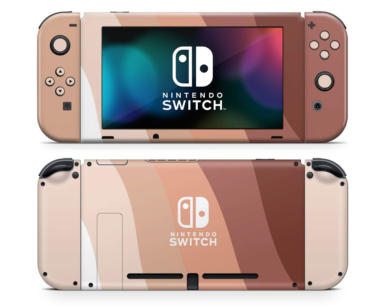 Lux Skins Nintendo Switch Beige Neutral Sand Wave Color Blocking (Nintendo Logo) Classic no logo Skins - Solid Colours Colour Blocking Skin