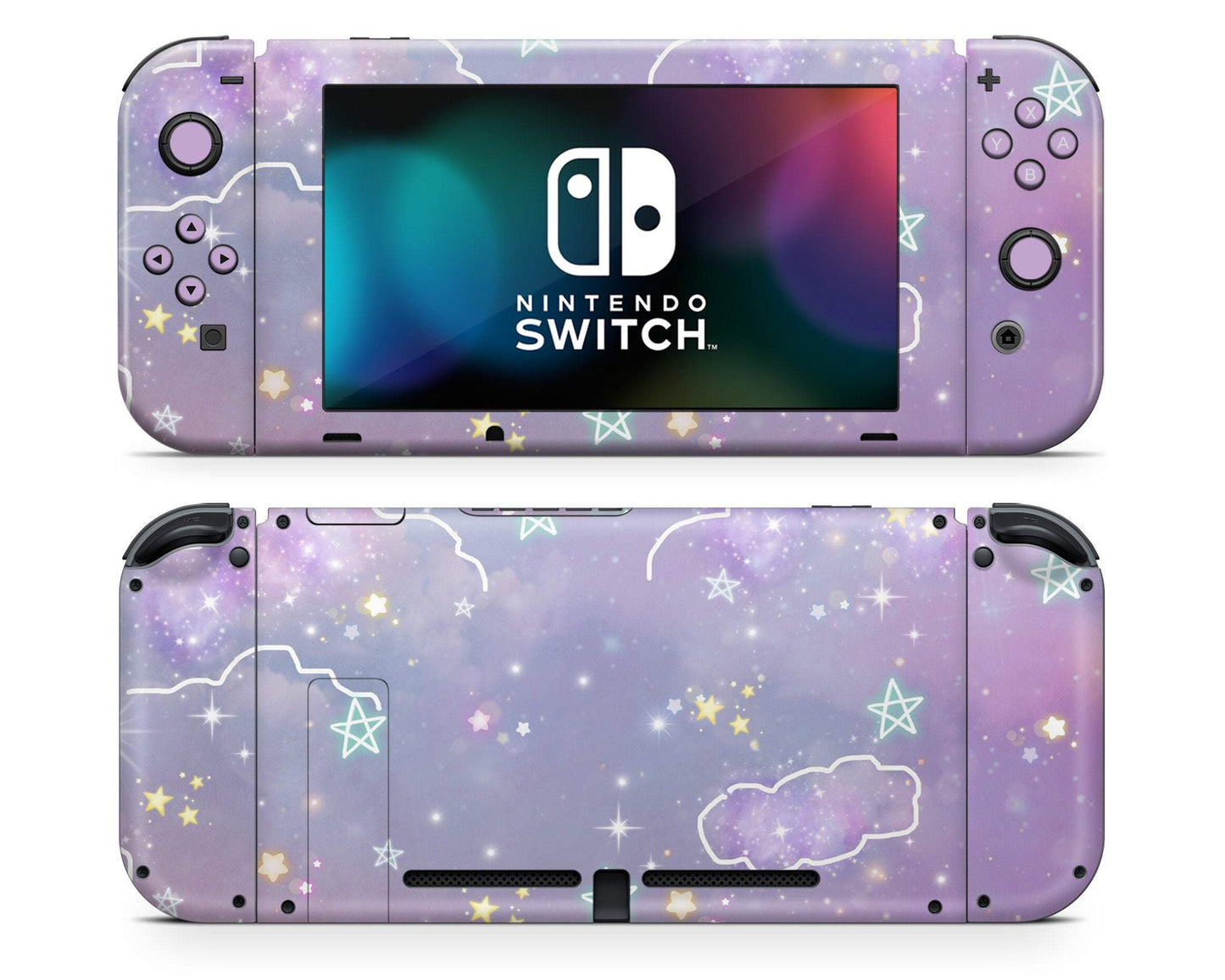 Lux Skins Nintendo Switch Pastel Purple Galaxy Full Set Skins - Pattern Galaxy Skin