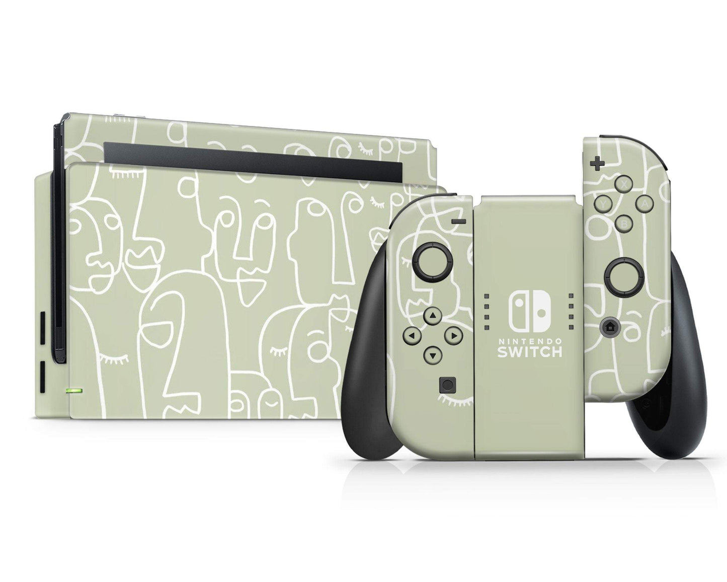 Lux Skins Nintendo Switch Sage Abstract Face Line Drawing Classic no logo Skins - Art Artwork Skin