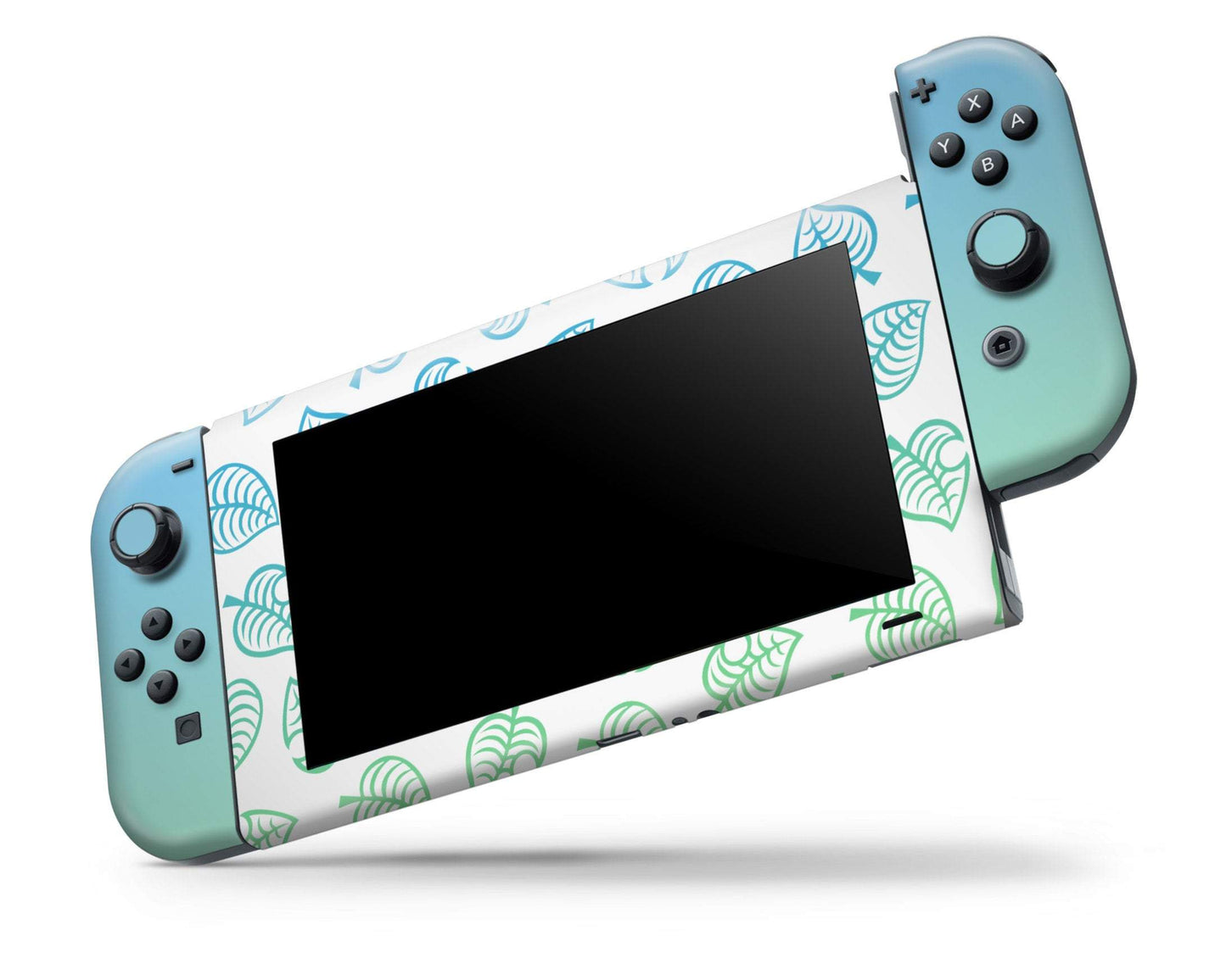 Lux Skins Nintendo Switch Animal Crossing Green Blue Leaf Gradient Ombre Full Set Skins - Pop culture Animal Crossing Skin
