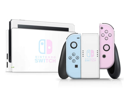 Lux Skins Nintendo Switch Classic Baby Pink Blue (Nintendo Logo) Classic no logo Skins - Solid Colours Colour Blocking Skin