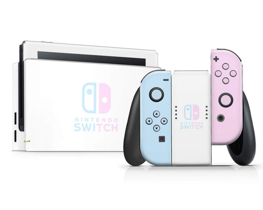 Lux Skins Nintendo Switch Classic Baby Pink Blue (Nintendo Logo) Classic no logo Skins - Solid Colours Colour Blocking Skin
