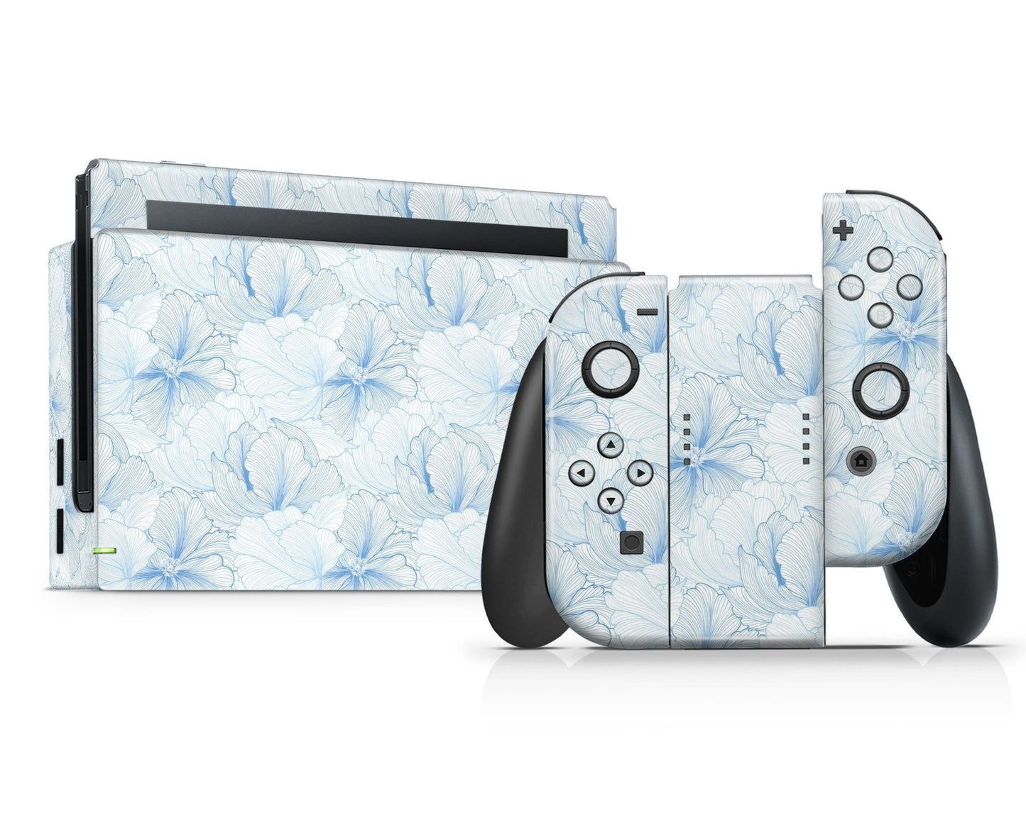 Lux Skins Nintendo Switch Hamptons Blue Floral Full Set Skins - Art Floral Skin