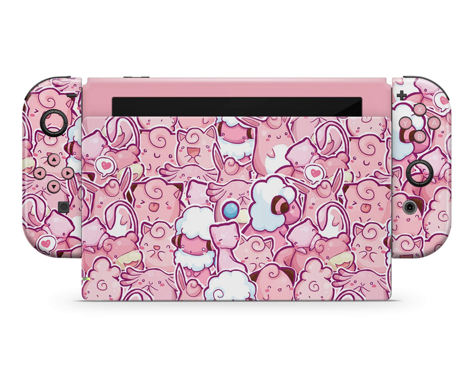Lux Skins Nintendo Switch Pokemon Pink Pattern Full Set Skins - Pop culture Pokemon Skin