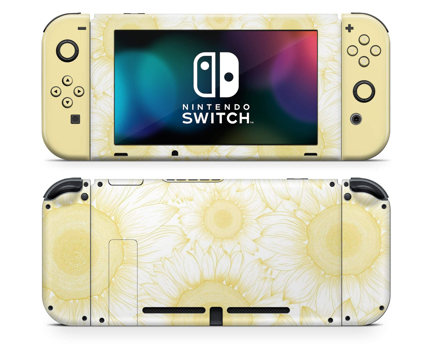 Lux Skins Nintendo Switch Pale Yellow Sunflower Full Set Skins - Art Floral Skin