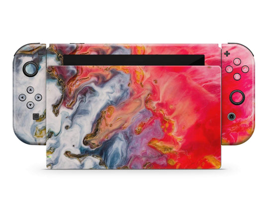 Lux Skins Nintendo Switch Ethereal Volcano Avalanche Marble Full Set Skins - Pattern Marble Skin