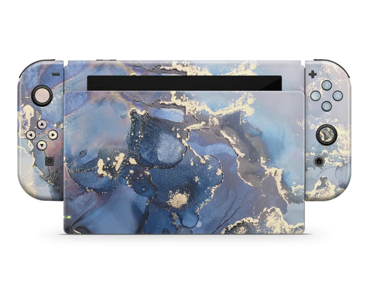 Lux Skins Nintendo Switch Ethereal Blue Gold Marble Classic no logo Skins - Pattern Marble Skin