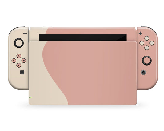 Lux Skins Nintendo Switch Two Tone Peach Cream Classic no logo Skins - Solid Colours Colour Blocking Skin
