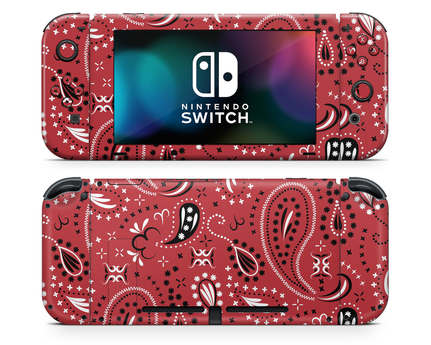 Red Bandana Paisley Print Nintendo Switch Skin