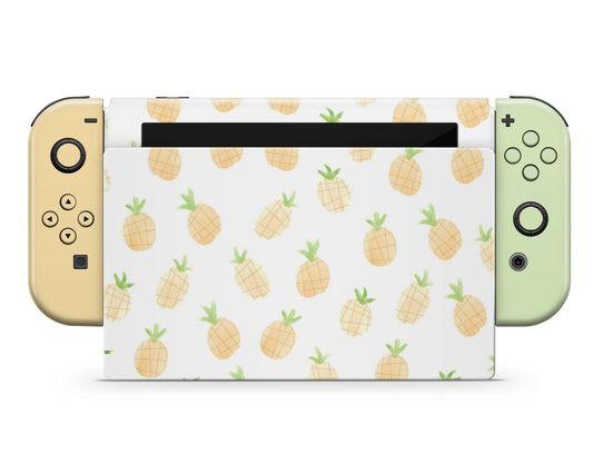 Lux Skins Nintendo Switch Summer Pineapple Yellow Green Full Set Skins - Pattern Fruits Skin