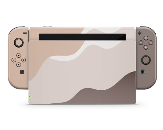 Lux Skins Nintendo Switch Beige Wave Classic no logo Skins - Solid Colours Colour Blocking Skin