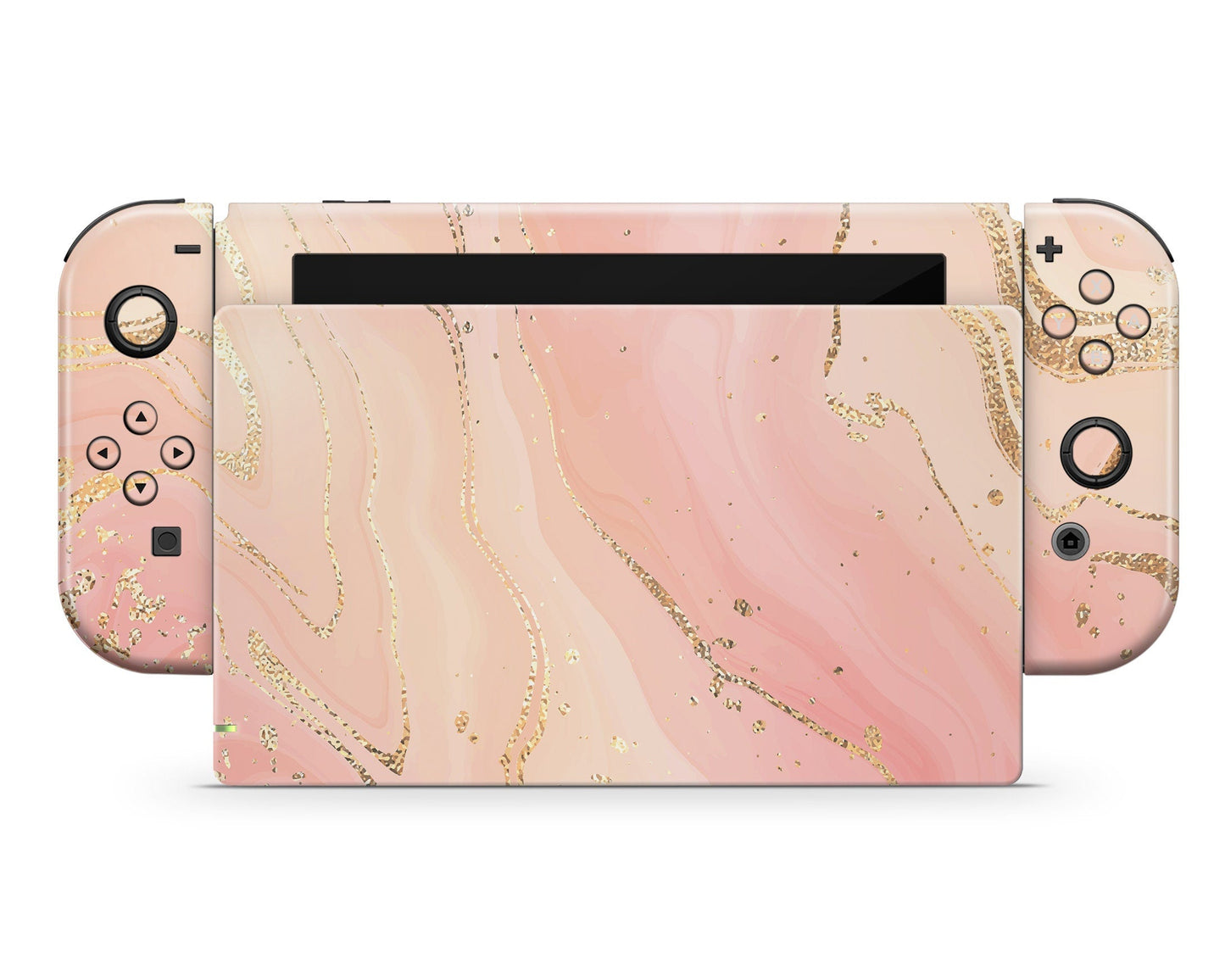 Lux Skins Nintendo Switch Ethereal Peach Pink Marble Full Set Skins - Pattern Marble Skin