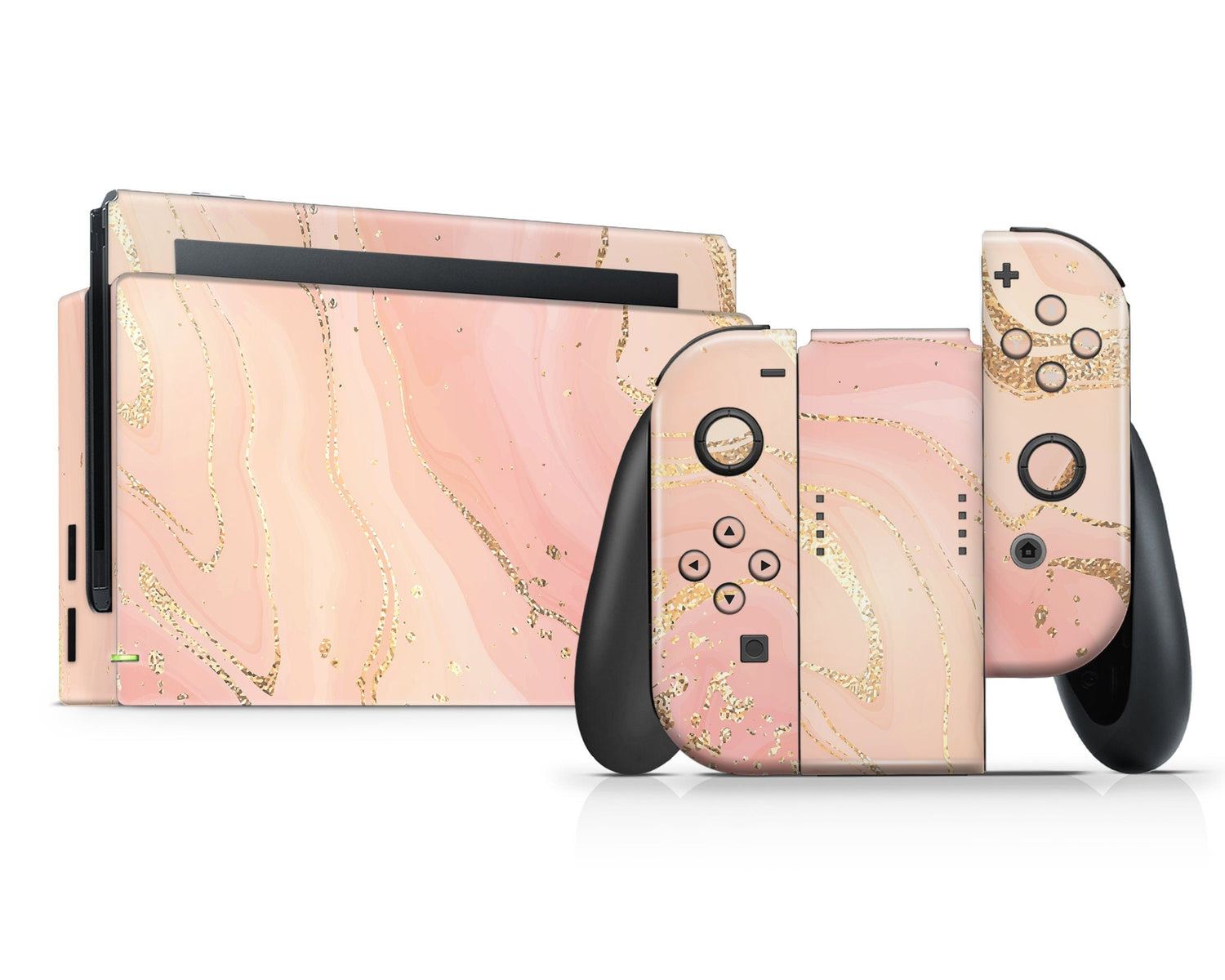 Lux Skins Nintendo Switch Ethereal Peach Pink Marble Full Set Skins - Pattern Marble Skin