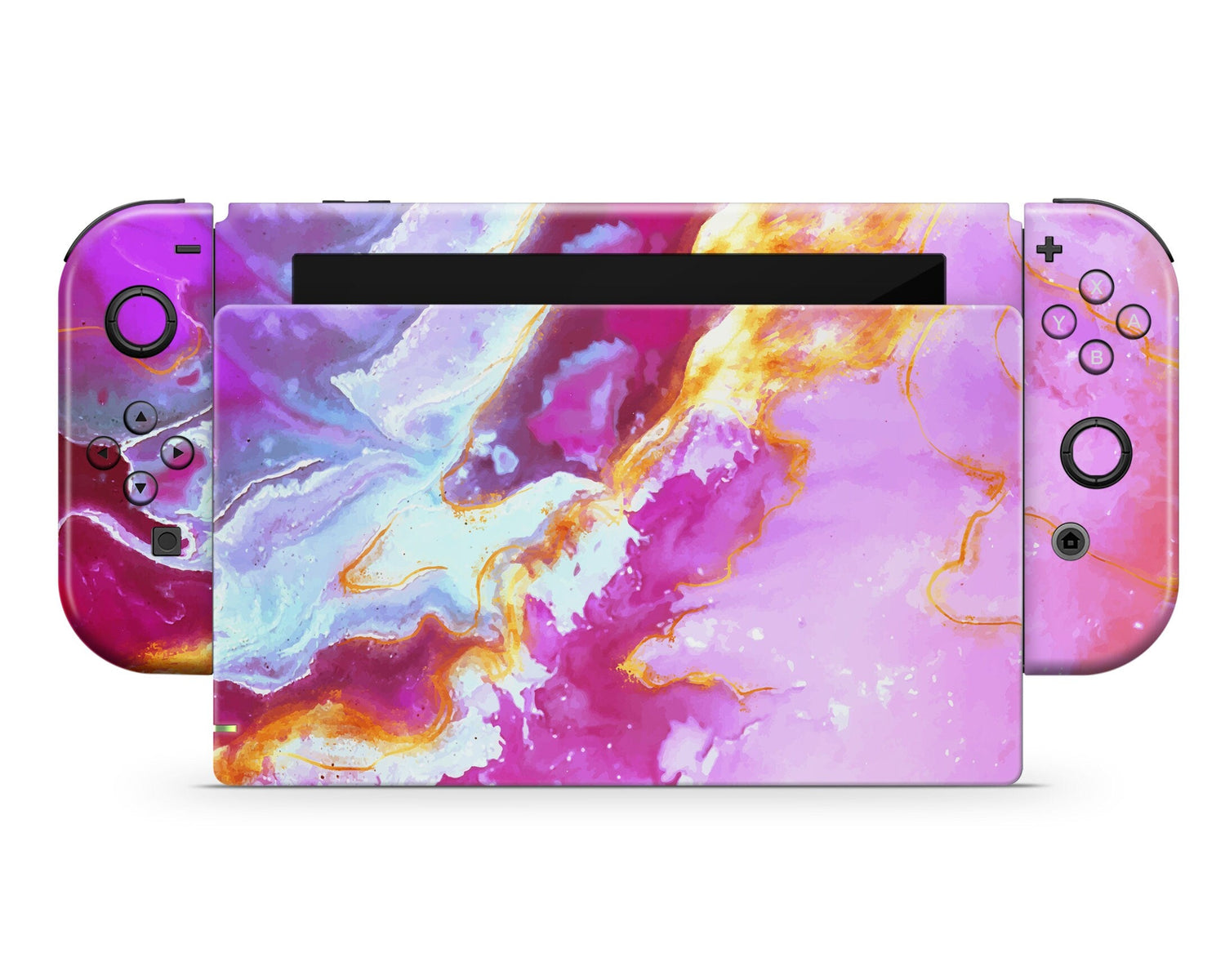 Lux Skins Nintendo Switch Ethereal Pastel Pink Marble Full Set Skins - Pattern Marble Skin