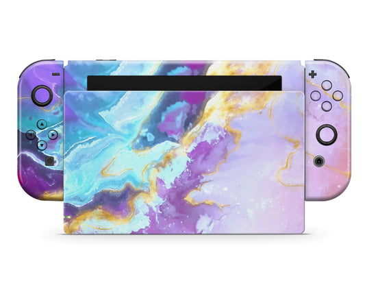 Lux Skins Nintendo Switch Ethereal Pastel Purple Marble Full Set Skins - Pattern Marble Skin