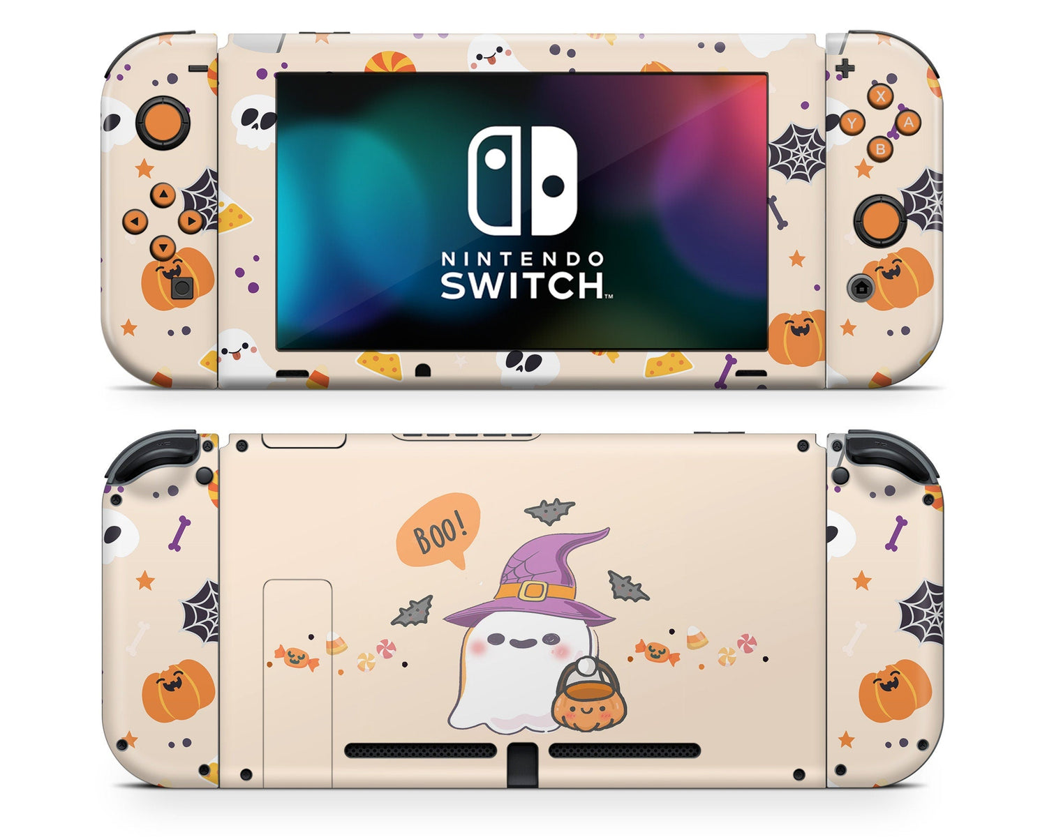 Lux Skins Nintendo Switch Cute Halloween Ghost Full Set Skins - Art Animals Skin