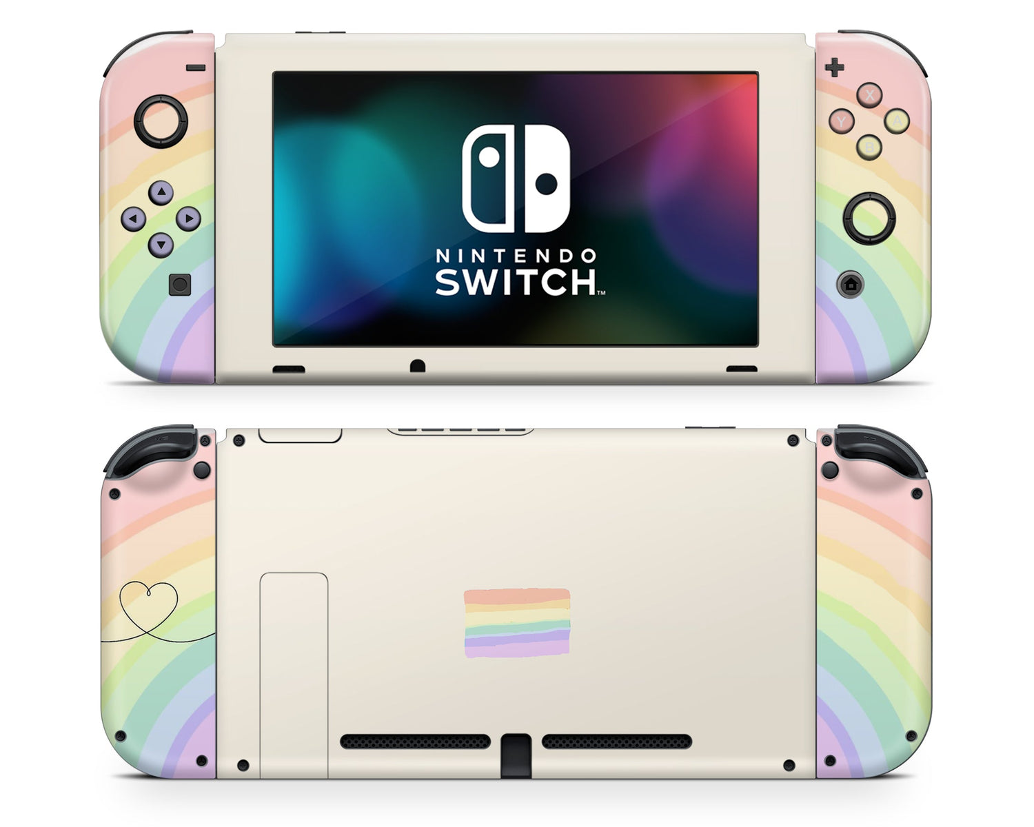 Lux Skins Nintendo Switch LGBT Rainbow Flag Full Set +Tempered Glass Skins - Art Pride Series Skin