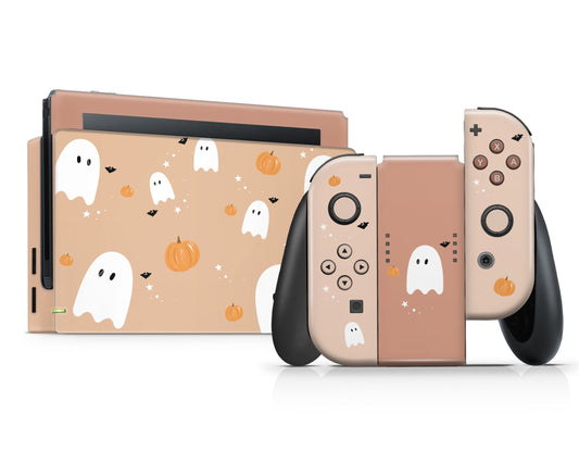 Lux Skins Nintendo Switch Halloween Ghost Pattern Full Set +Tempered Glass Skins - Art Animals Skin