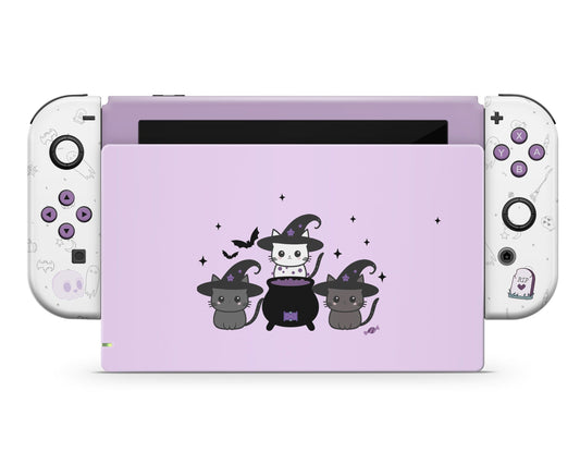 Lux Skins Nintendo Switch Pastel Purple Witch Cat Full Set Skins - Art Animals Skin