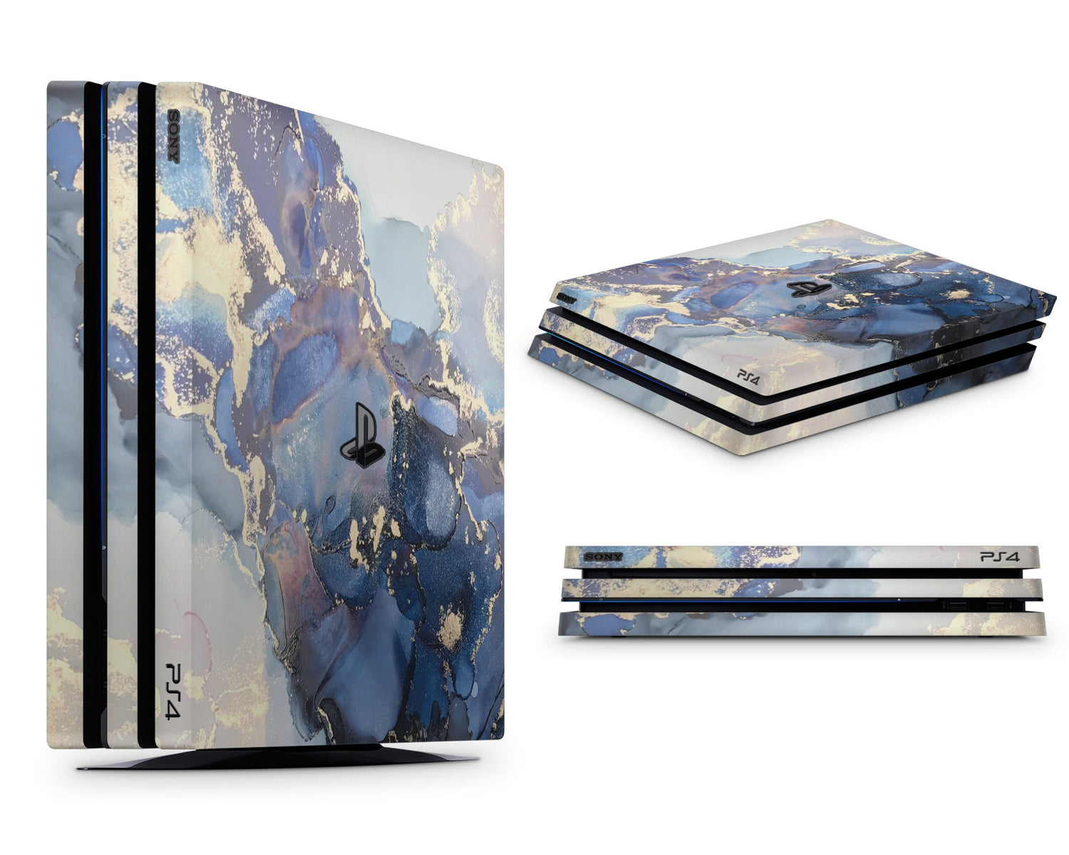 Lux Skins PS4 Ethereal Blue Gold Marble PS4 Skins - Pattern Marble Skin