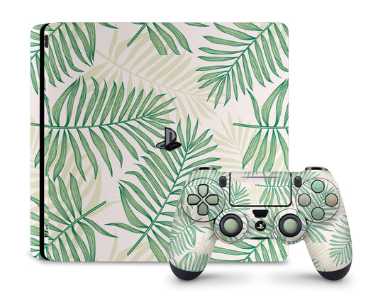 Lux Skins PS4 Tropical Palm Leaf Sage Green PS4 Skins - Art Floral Skin