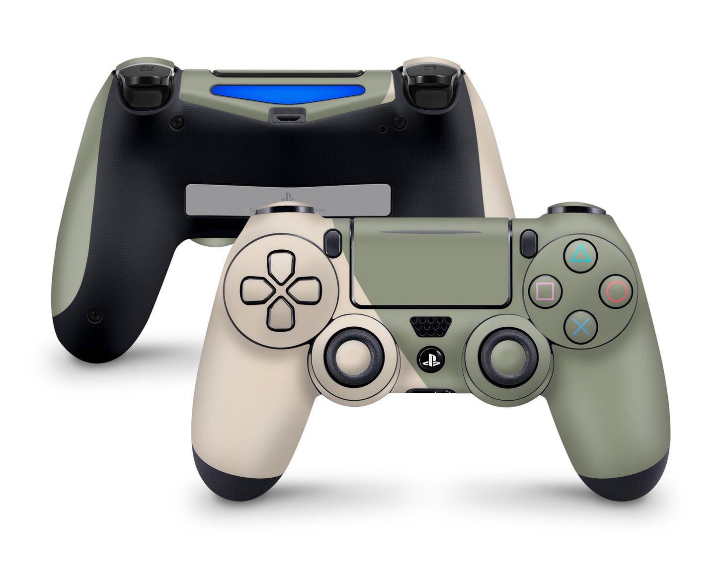 Lux Skins PS4 Controller Two Tone Wild Sage Green CreamSkins - Solid Colours Colour Blocking Skin