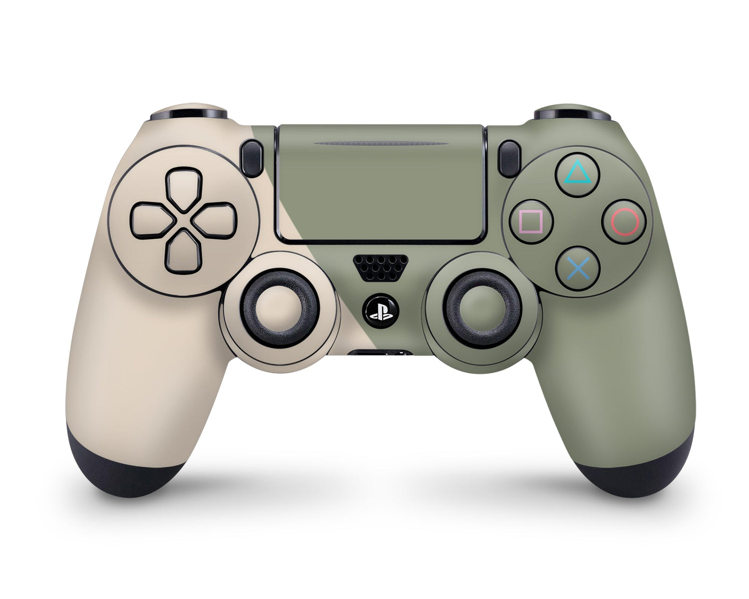 Lux Skins PS4 Two Tone Wild Sage Green Cream PS4 Skins - Solid Colours Colour Blocking Skin