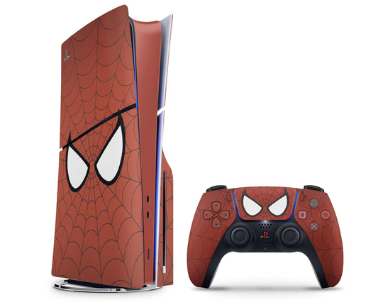 Lux Skins PS5 Slim Red Spiderman PS5 Slim Skins - Pop culture Spiderman Skin