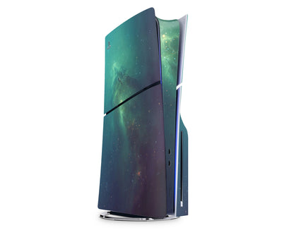 Lux Skins PS5 Slim Green Stardust Galaxy PS5 Slim Skins - Pattern Galaxy Skin