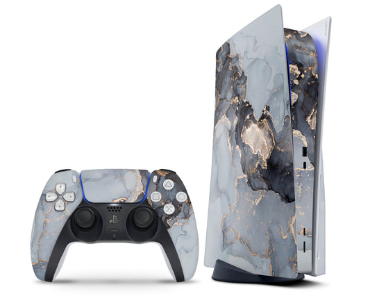 Lux Skins PS5 Ethereal Gold Marble PS5 Skins - Pattern Marble Skin