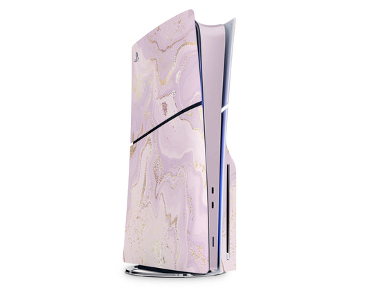 Lux Skins PS5 Slim Ethereal Lavender Gold Marble PS5 Slim Skins - Pattern Marble Skin