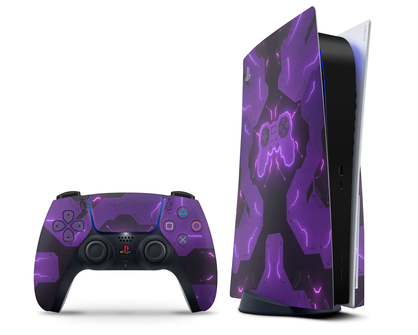 Lux Skins PS5 Futristic Purple Gamer PS5 Skins - Pattern Art Skin