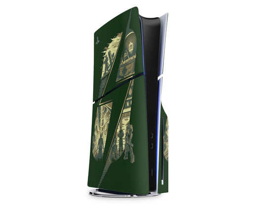 Lux Skins PS5 Slim Fallout Minimalistic Green PS5 Slim Skins - Pop culture Fallout Skin