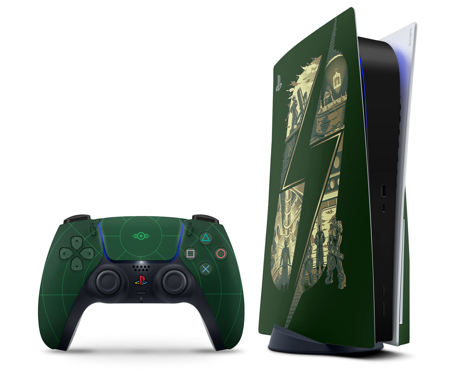 Lux Skins PS5 Fallout Minimalistic Green PS5 Skins - Pop culture Fallout Skin