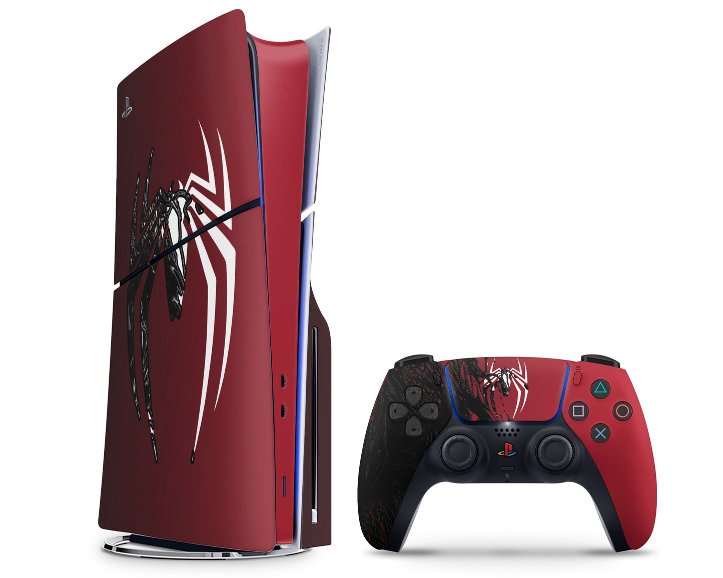 Lux Skins PS5 Slim Spiderman 2 Venom Symbiote PS5 Slim Skins - Pop culture Spiderman Skin