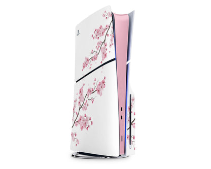 Lux Skins PS5 Slim White Cherry Blossom PS5 Slim Skins - Art Floral Skin