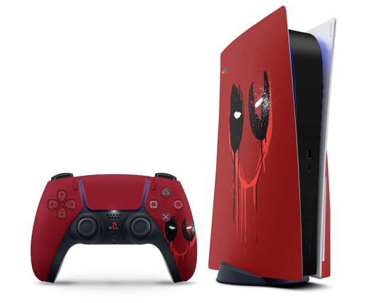 Lux Skins PS5 Deadpool Red Splatter PS5 Skins - Pop culture Comics Skin