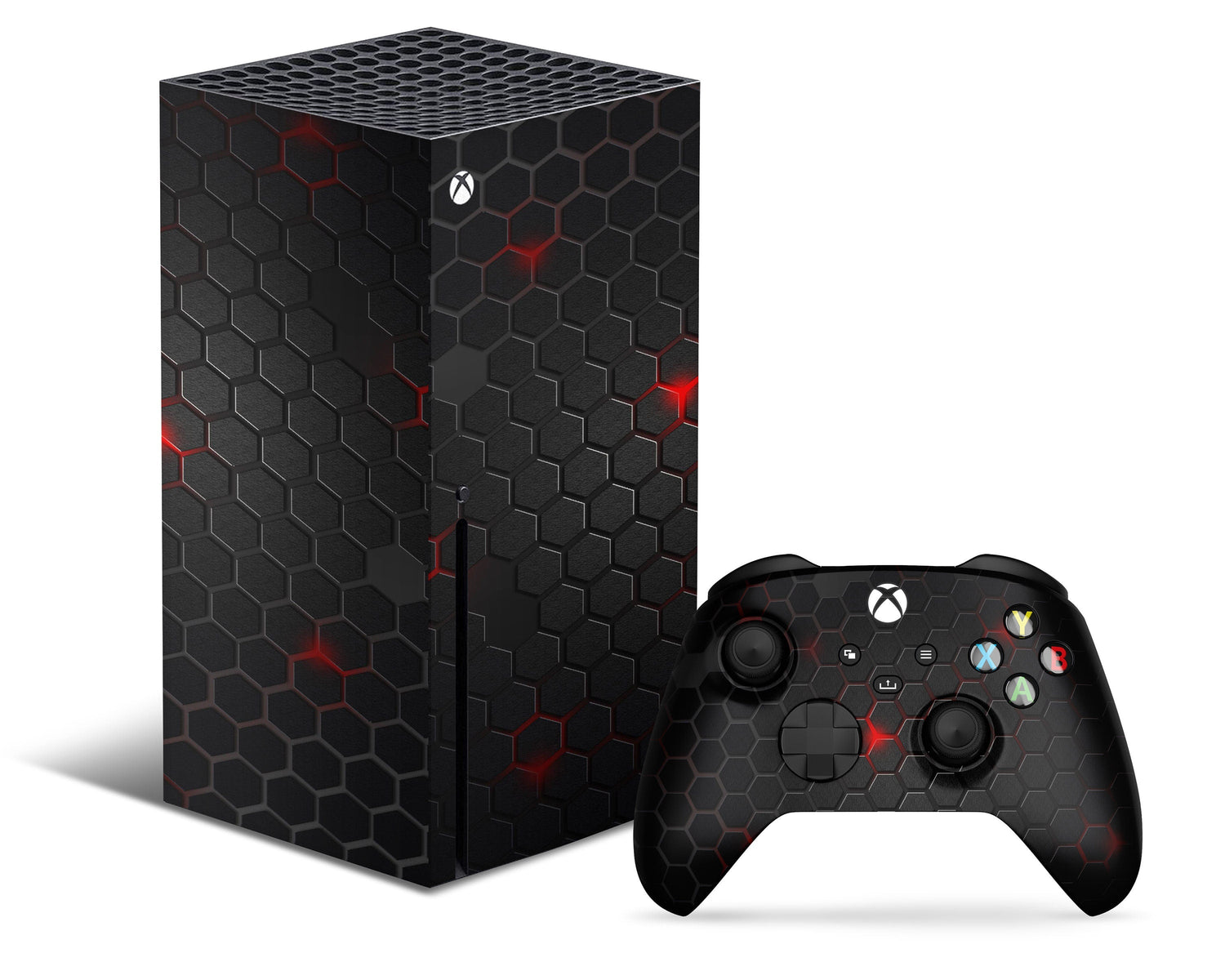 Lux Skins Xbox Series X Fire Red Black Carbon Fibre Xbox Series X Skins - Pattern Abstract & S Skin