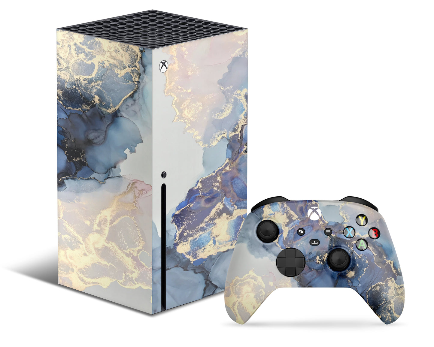 Lux Skins Xbox Series X Ethereal Blue Gold Marble Xbox Series X Skins - Pattern Marble & S Skin